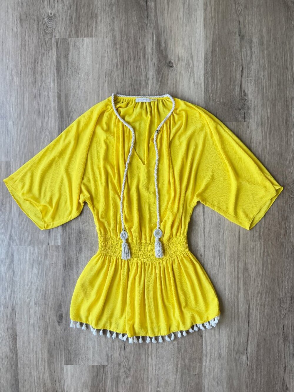 RAMY BROOK Amalia Drop Waist Mini Dress Daffodil Yellow MEDIUM
